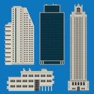 Buildings set with skyscrapers