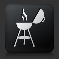Black Square Button with Grill Open