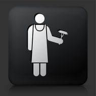 Black Square Button with Grill Person