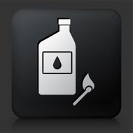 Black Square Button with Lighter Fluid and Match