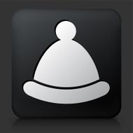 Black Square Button with Winter Hat