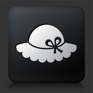 Black Square Button with Girl&#039;s Hat