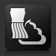 Black Square Button with Shaving Cream and Brush