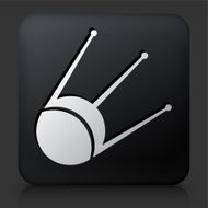 Black Square Button with Sputnik Sarellite