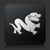 Black Square Button with Chinese Dragon