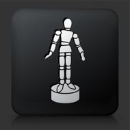 Black Square Button with Wooden Mannequin
