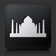 Black Square Button with Muslim Temple Icon