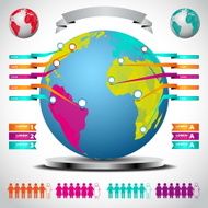 World Earth Map illustration and infographics design template
