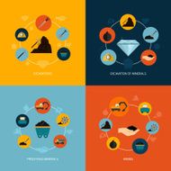 Mining icons flat composition