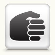 White Square Button with Fist Icon