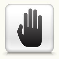 White Square Button with Palm Icon