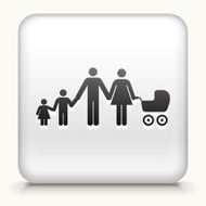 White Square Button with Family Icon N2