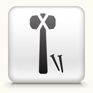White Square Button with Hammer &amp; Nails Icon