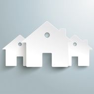 Three White Paper Houses Background