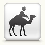 White Square Button with Camel Rider Icon