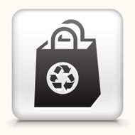 White Square Button with Reusable Shopping Bag