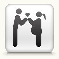 White Square Button with Couple In Love Expecting a Child