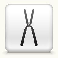 White Square Button with Gardening Scissors