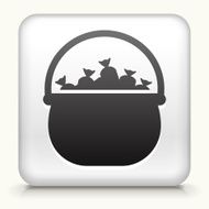 White Square Button with Halloween Candy Pot