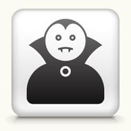 White Square Button with Dracula Halloween Costume