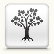 White Square Button with Tree Icon