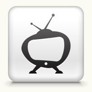 White Square Button with Television Icon