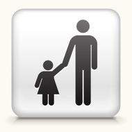 White Square Button with Father &amp; Daughter Icon N2