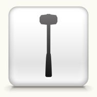 White Square Button with Construction Hammer Icon