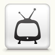White Square Button with Television Icon N2