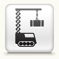 White Square Button with Construction Crane Icon