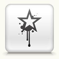 White Square Button with Graffiti Star