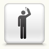 White Square Button with Person Using Spray Can