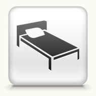 White Square Button with Bed Icon