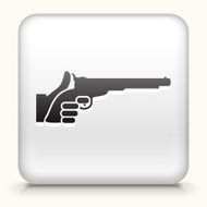 White Square Button with Holding Pistol Icon