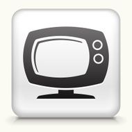 White Square Button with Television Icon N3