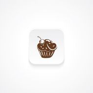 Modern Flat Rounded Square icon With Shadow And Cupcake