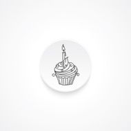 Modern Flat Round icon With Shadow And Cupcake