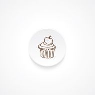 Modern Flat Rounde icon With Shadow And Cupcake