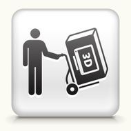 Black 3D TV Television Shipping Vector Icon Button on White