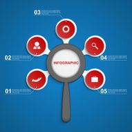 Abstract infographic with a magnifying glass N3