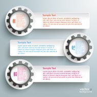 Three White Banners Black Gears Infographic