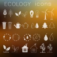 eco icons of silhouette and lines design concept