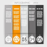 orange column infographic five options in rings