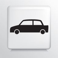 Square White Icon With Car Silhouette
