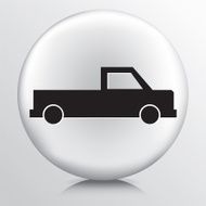 Round White Icon With Silhouette Pickup Truck