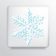 Square Icon With White and Blue Snowflake Shaped Design Silhouette
