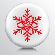 Round Icon With Red Snowflake Shaped Design Silhouette