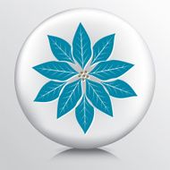 Round Icon With a Big Blue and White Poinsettia