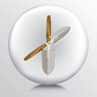 Round Icon With Two Criss-crossed Garden Hand Trowels