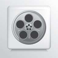 Square Icon With Circle Shaped Greyscale Colour Film Strip Reel